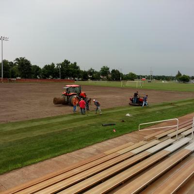 Despite the pending hot weather, installation begins!